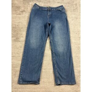 J. Jill Jeans Womens 14 Petite Blue Stretch Denim Straight Leg Mid Rise Casual